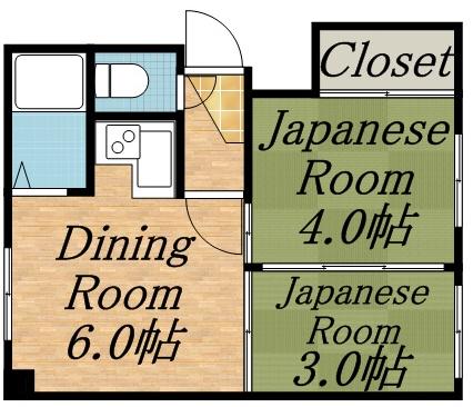 くぼたハイツ(2DK/2階)の間取り写真
