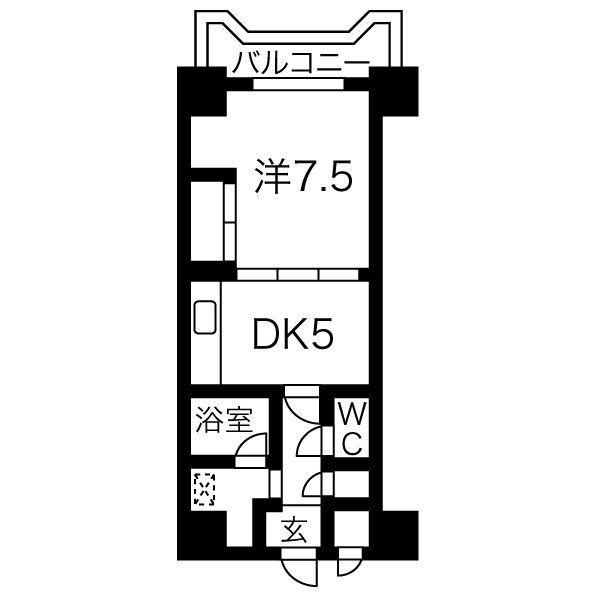 ドミ18ロイヤル(1DK/2階)の間取り写真
