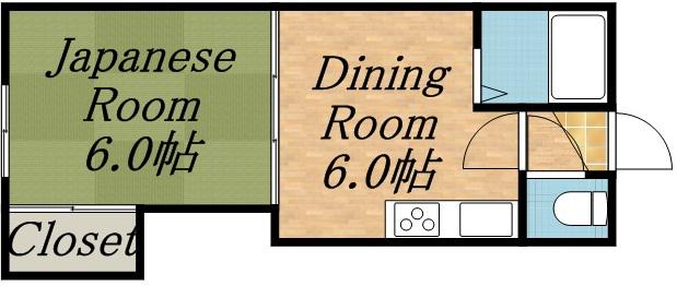 平安マンション(1DK/1階)の間取り写真