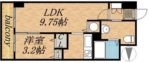 レジディア大通西(1LDK/8階)の間取り写真