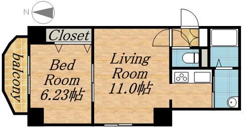 パルクアレース・ダハイム(1LDK/2階)の間取り写真