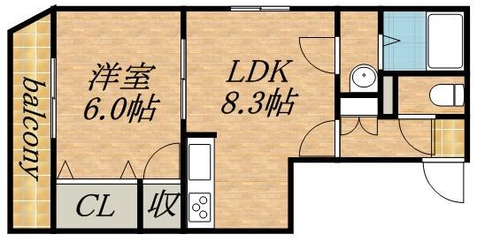 タイムズコート南8条壱番館(1LDK/3階)の間取り写真