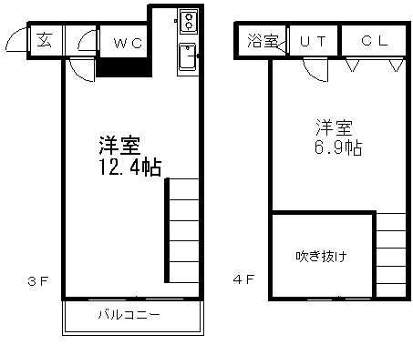 シャリテ澄川Ⅰ(1LDK/2階)の間取り写真