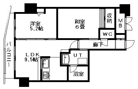 ガーデンハウス南円山Ⅲ(2LDK/2階)の間取り写真