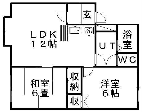 クレストール高柳(2LDK/1階)の間取り写真