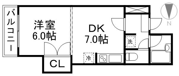 ジュマ宮の森B棟(1DK/3階)の間取り写真