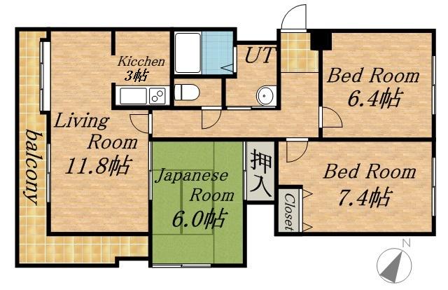 アルファスクエア円山(3LDK/5階)の間取り写真