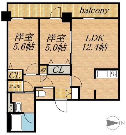 アルファタワー札幌南4条(2LDK/15階)の間取り写真