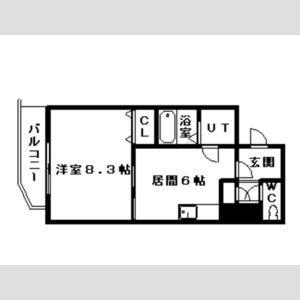 ジュマ旭ヶ丘(1DK/2階)の間取り写真