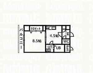 ジュマ旭ヶ丘(1DK/9階)の間取り写真