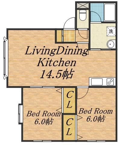 モデュロール西野Ⅱ(2LDK/3階)の間取り写真