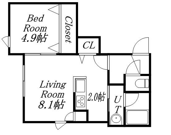 CROWN CLOVER(1LDK/1階)の間取り写真