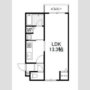 ル・ソレイユ(1K/4階)の間取り写真