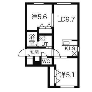 ケイメゾンワン(2LDK/4階)の間取り写真