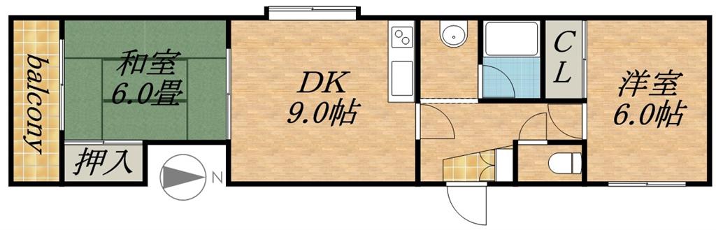 ヴォーネン南山鼻(2LDK/3階)の間取り写真