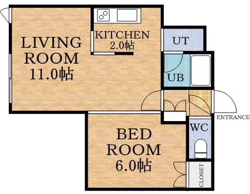 OMレジデンス山の手(1LDK/2階)の間取り写真