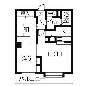 エンブレム竹原(2LDK/4階)の間取り写真