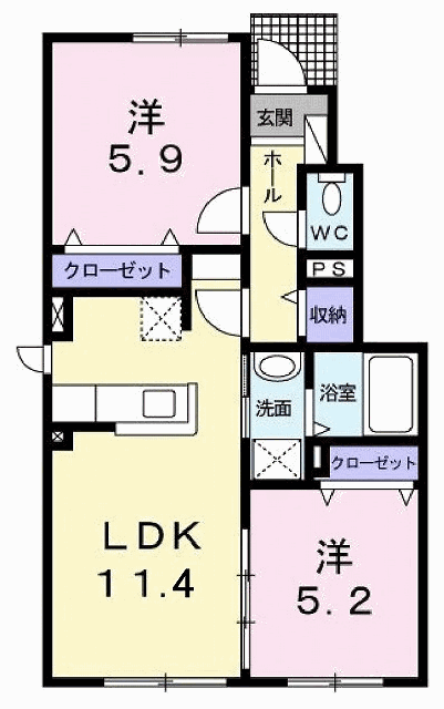 FOREST HILL(2LDK/1階)の間取り写真