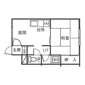 エスコート川沿A(1DK/2階)の間取り写真