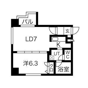 アルファスクエア大通西17(1LDK/7階)の間取り写真