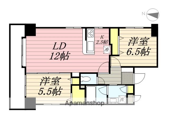 ラディア近代美術館前(2LDK/2階)の間取り写真