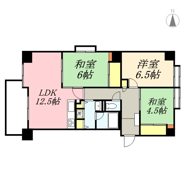 ストークマンション山鼻公園(3LDK/6階)の間取り写真