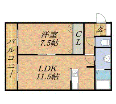 ジュネス山鼻(1LDK/3階)の間取り写真