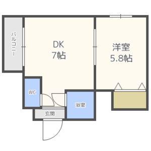 ジュネス札幌(1DK/3階)の間取り写真
