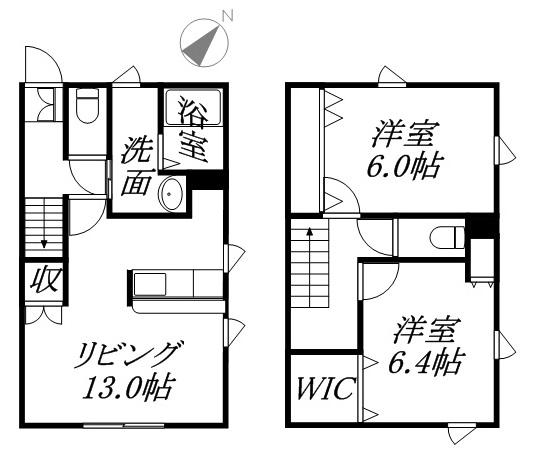 モンクール山の手(2LDK/1階)の間取り写真