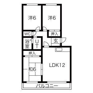 アステル西野(3LDK/3階)の間取り写真