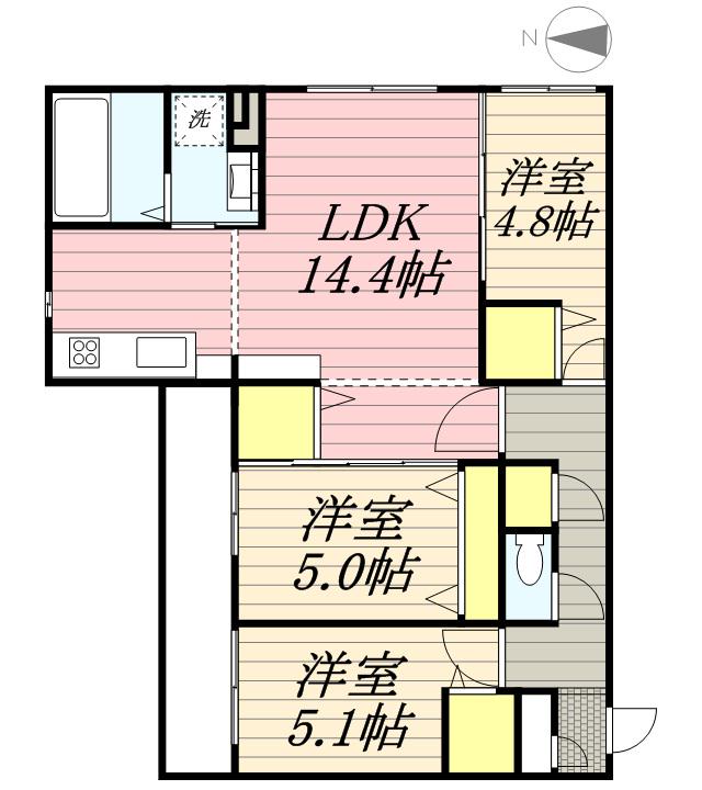 ミュンヘンスクエアⅠ(3LDK/4階)の間取り写真