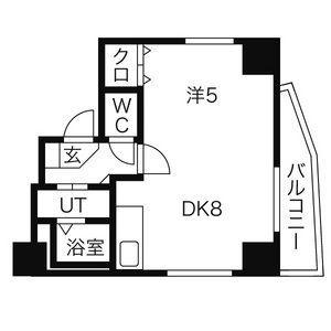 リライエンス円山(1DK/1階)の間取り写真