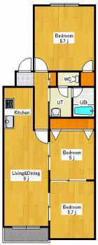 サンフロア山鼻(3LDK/2階)の間取り写真