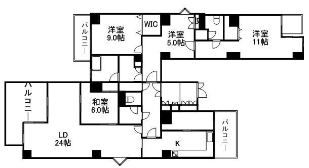 エルミタージュユリ(4LDK/13階)の間取り写真