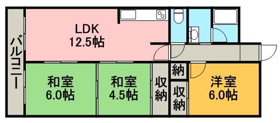 南1条ハウス(3LDK/5階)の間取り写真