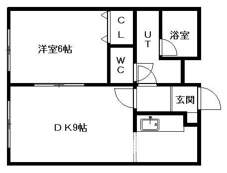 ミラージュ円山(1DK/4階)の間取り写真