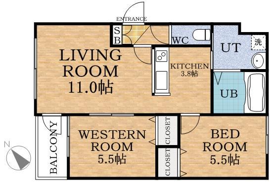 ルグラン宮の沢(2LDK/3階)の間取り写真