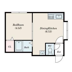 ノースクリエイト琴似参番館(1DK/2階)の間取り写真