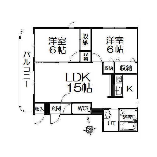 ライフカムフォート(2LDK/3階)の間取り写真