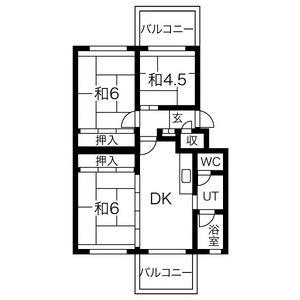 真駒内柏丘団地A-4号棟(3DK/4階)の間取り写真