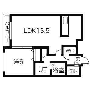 札幌市軌道線 西線６条駅 徒歩5分 5階建 築19年(1LDK/2階)の間取り写真