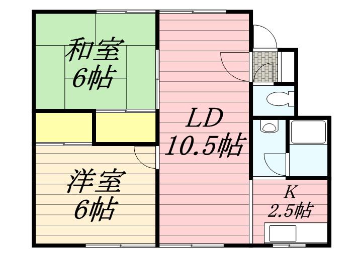 コーポピウⅠ(2LDK/1階)の間取り写真