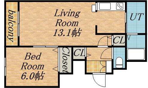E&Sハイツ(1LDK/2階)の間取り写真