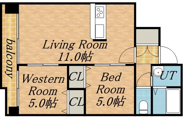 山鼻ハイム(2LDK/7階)の間取り写真