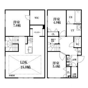 ＨＩＬＬＳＩＤＥ　ＴＥＲＡＣＥ　旭ヶ丘(3LDK)の間取り写真