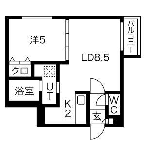  モンテリブロ札幌東 (1LDK/3階)の間取り写真