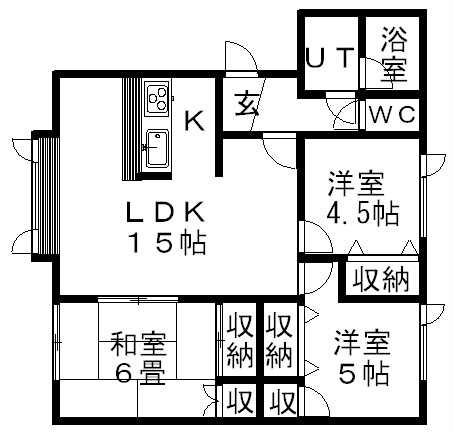 パラドール石山Ⅱ(3LDK/2階)の間取り写真