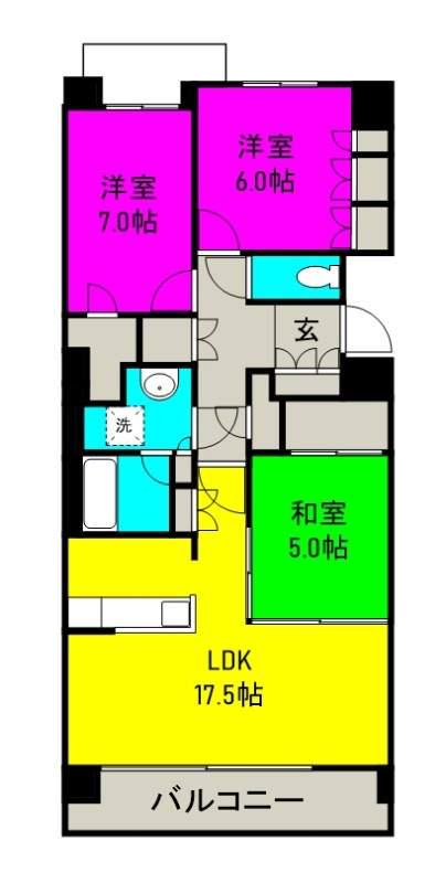 パークホームズ真駒内泉町(3LDK/1階)の間取り写真