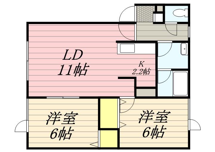 パーセルN14(2LDK/2階)の間取り写真