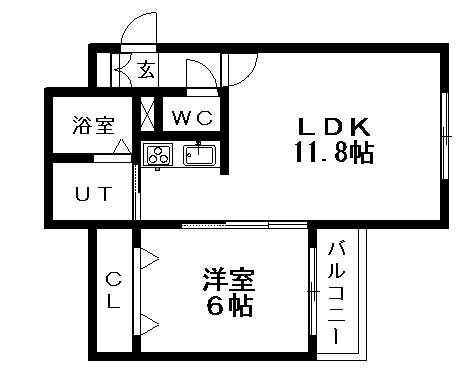 ROSSO(1LDK/2階)の間取り写真